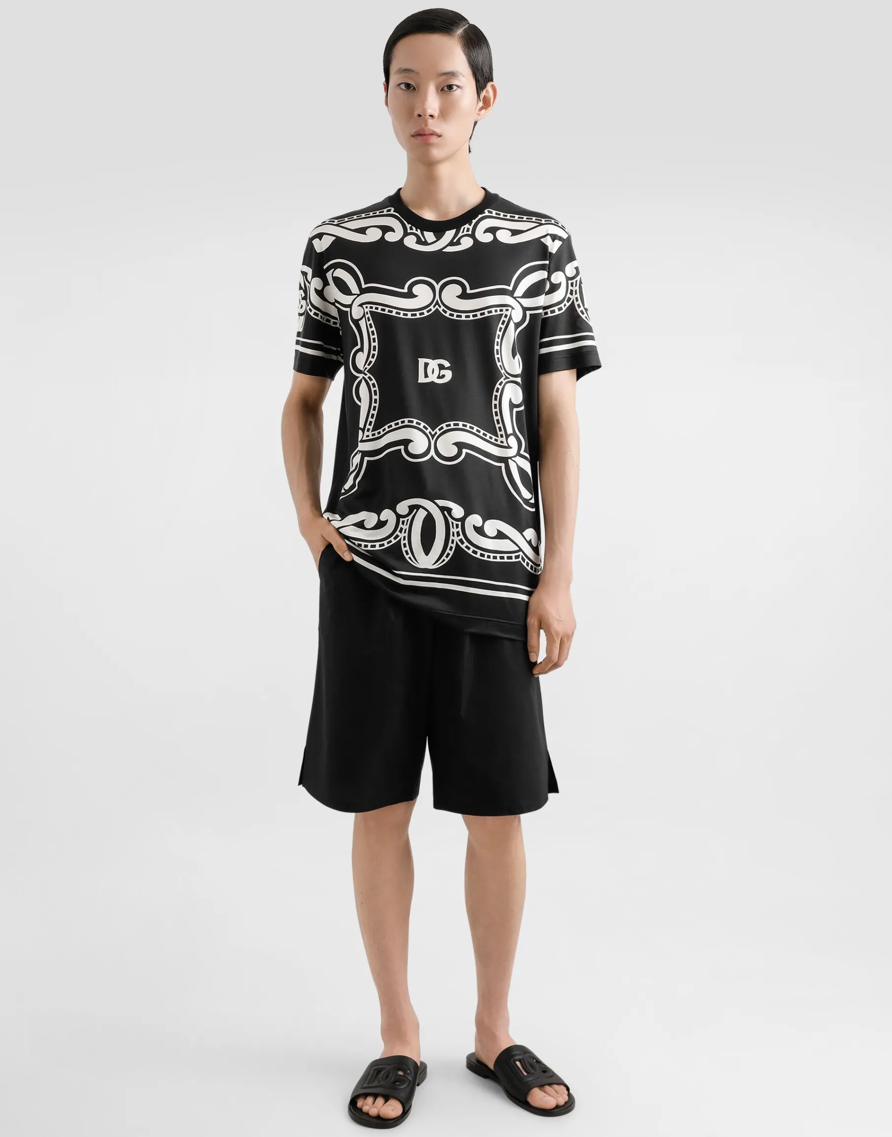 Silk T-shirt with bandanna print