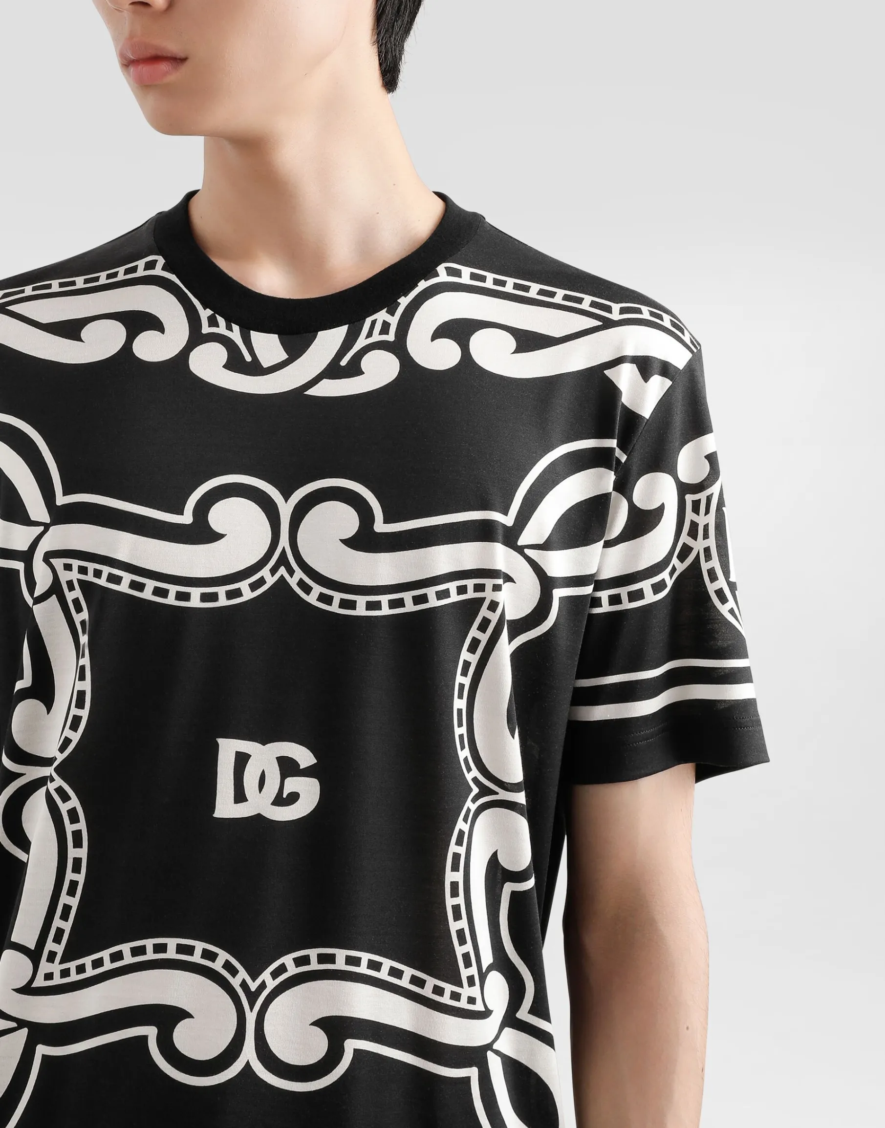 Silk T-shirt with bandanna print