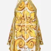 Silk twill halterneck top with majolica print