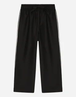 Silk twill pajama pants with DG embroidery