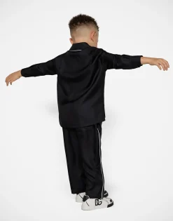 Silk twill pajama pants with DG embroidery
