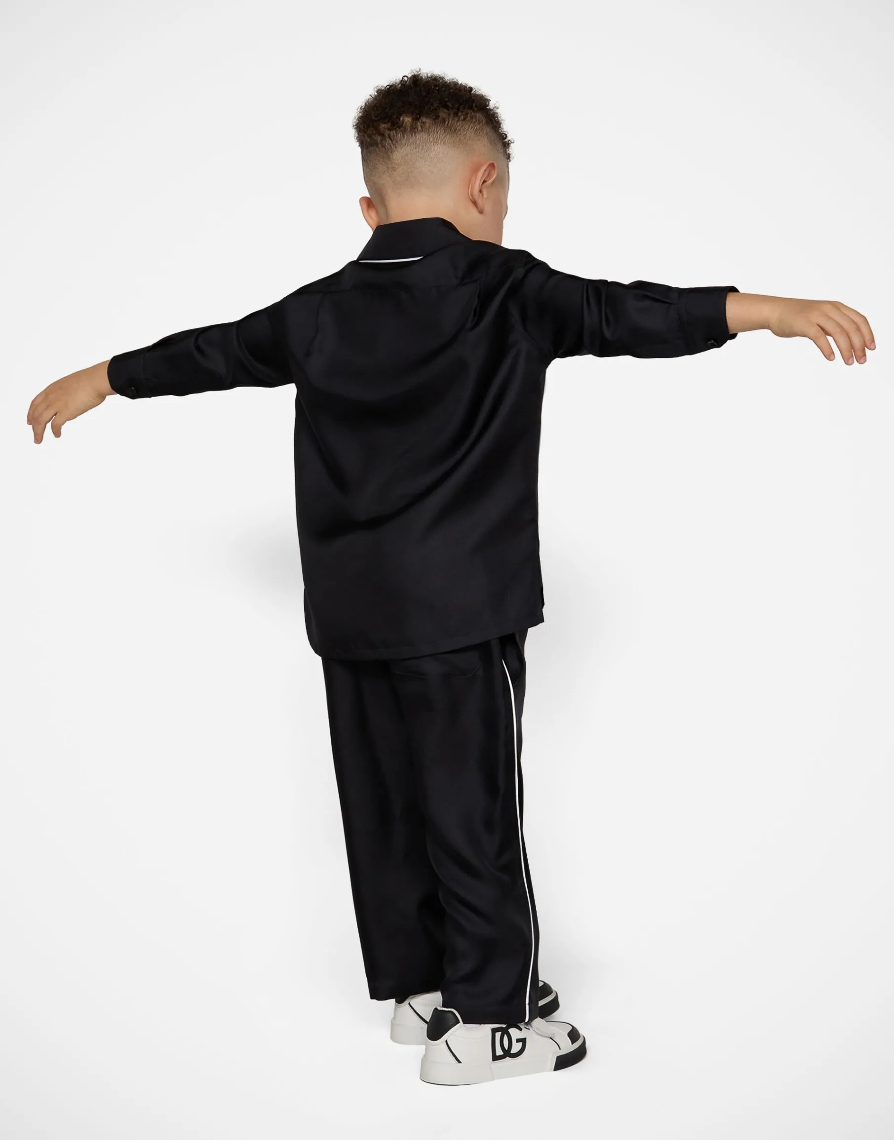 Silk twill pajama pants with DG embroidery