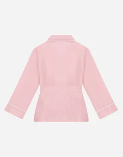 Silk twill pajama shirt with DG embroidery