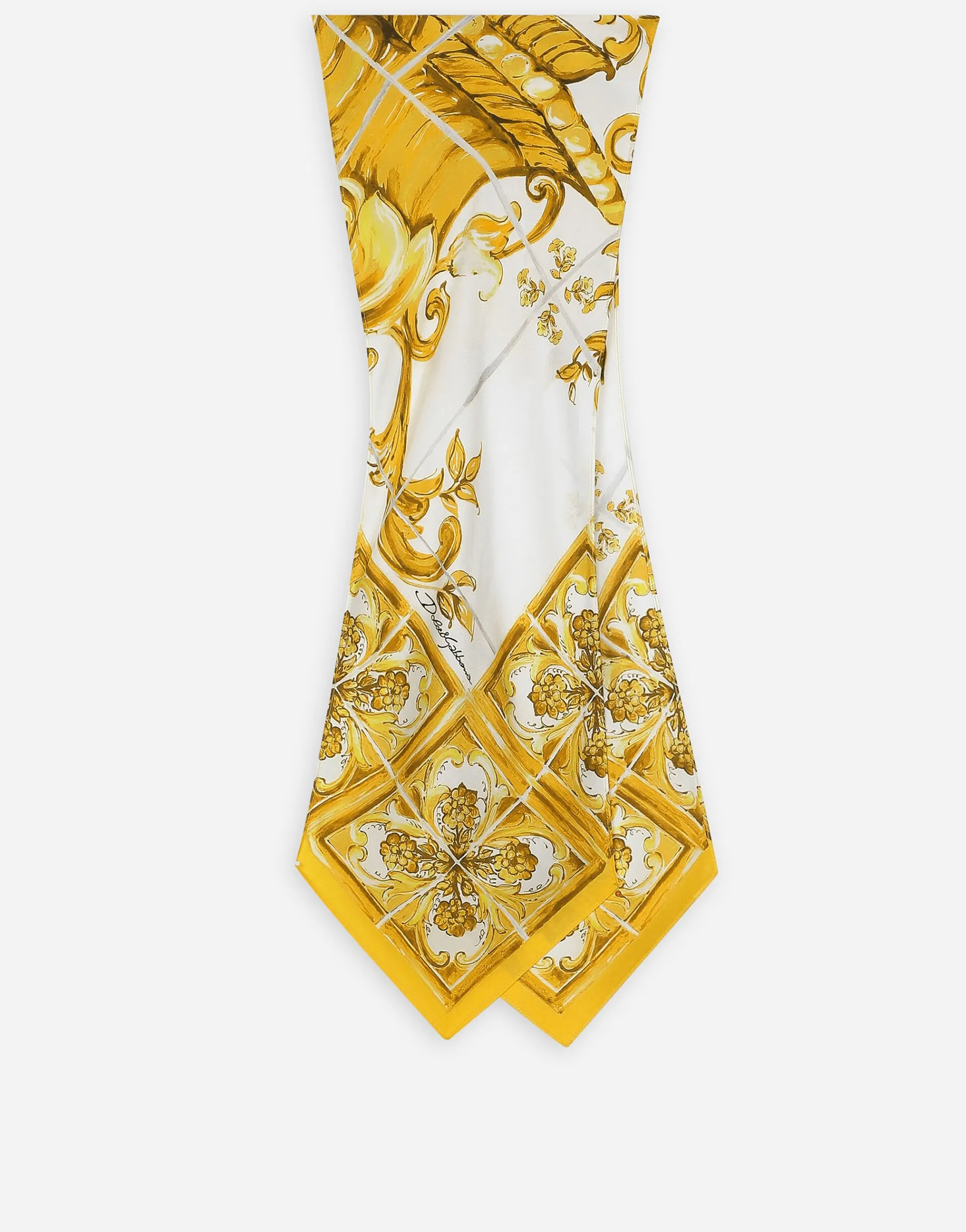 Silk twill scarf with majolica print