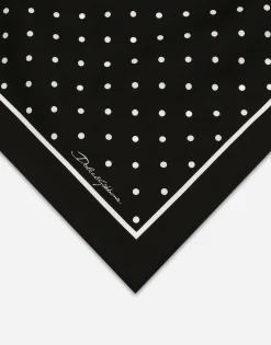 Silk twill scarf with polka-dot print (50x50)