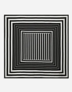 Silk twill scarf with striped print (90x90)
