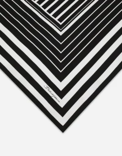 Silk twill scarf with striped print (90x90)