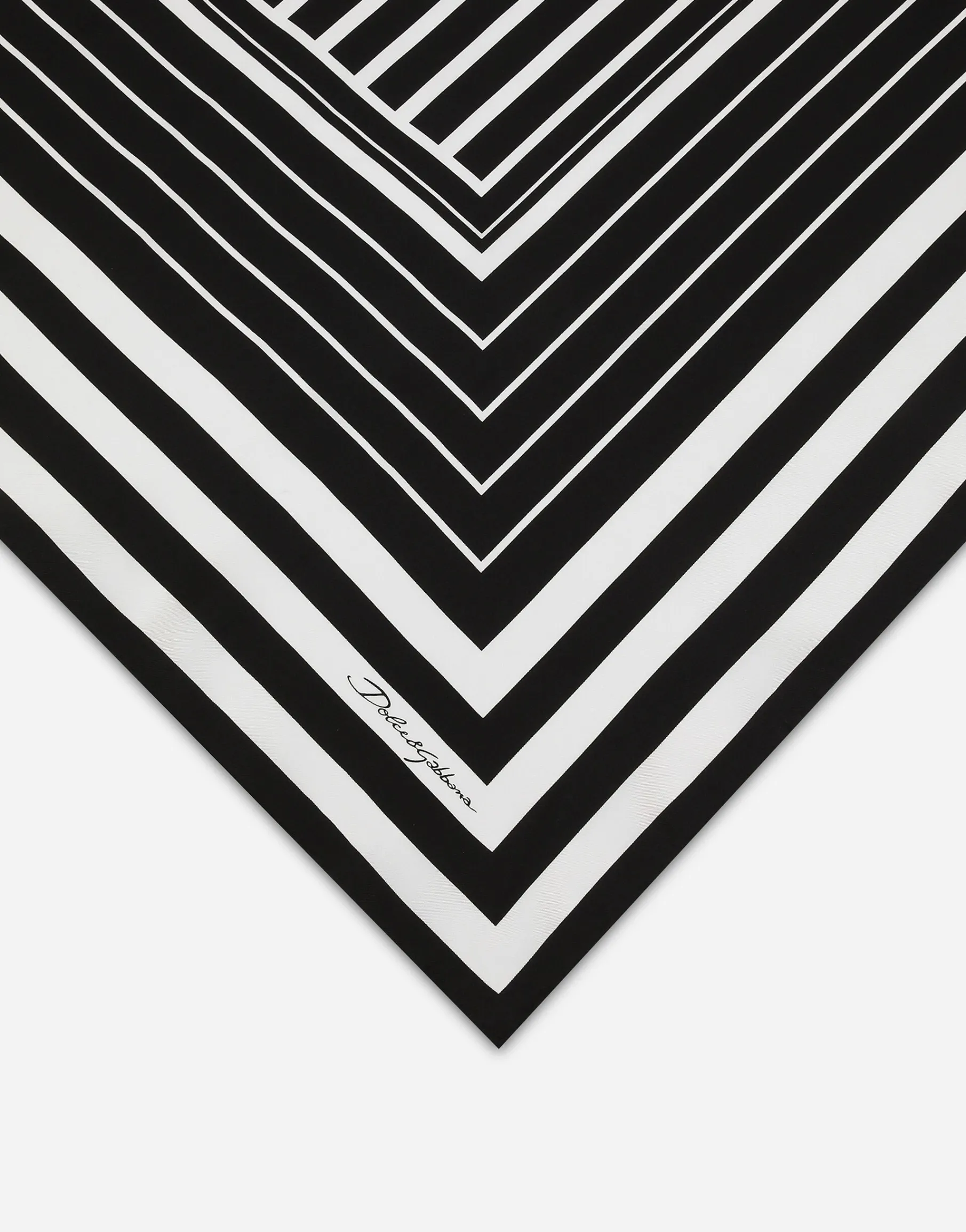 Silk twill scarf with striped print (90x90)