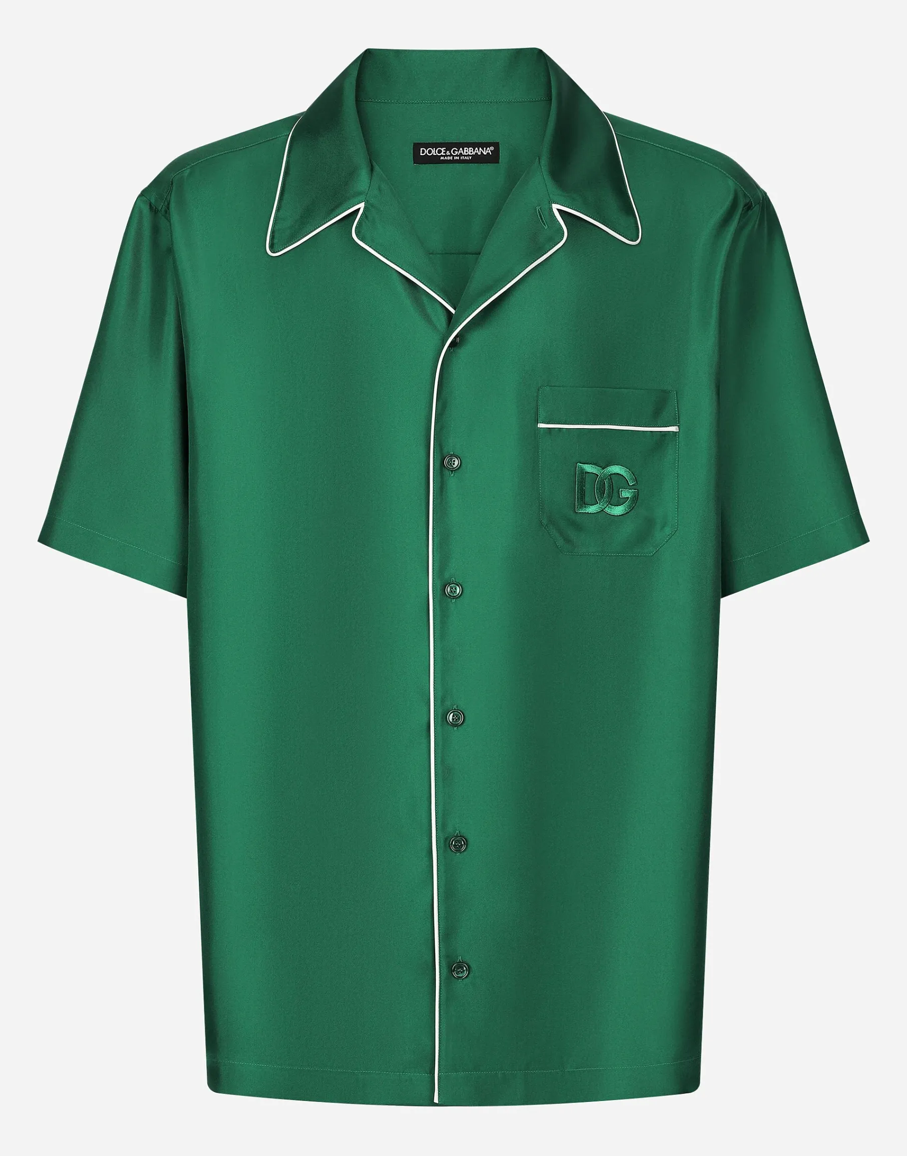 Silk twill shirt with DG embroidery