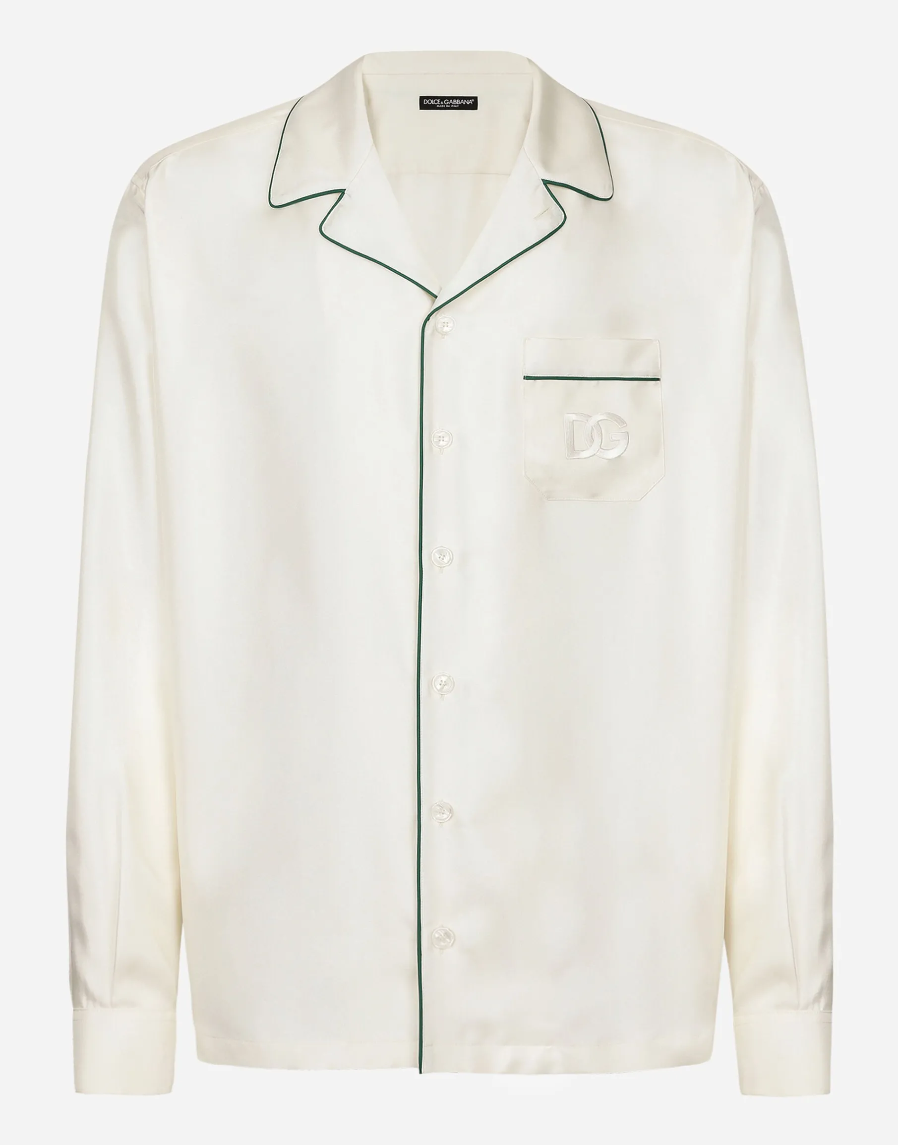 Silk twill shirt with DG embroidery