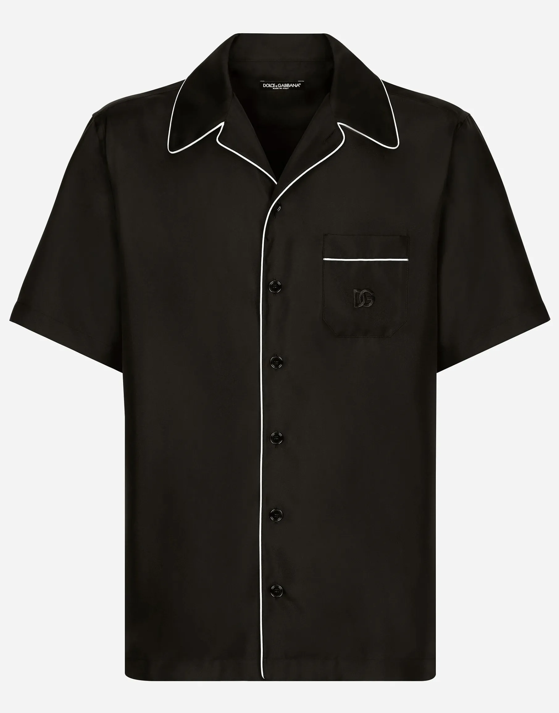 Silk twill shirt with DG embroidery