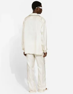 Silk twill shirt with DG embroidery