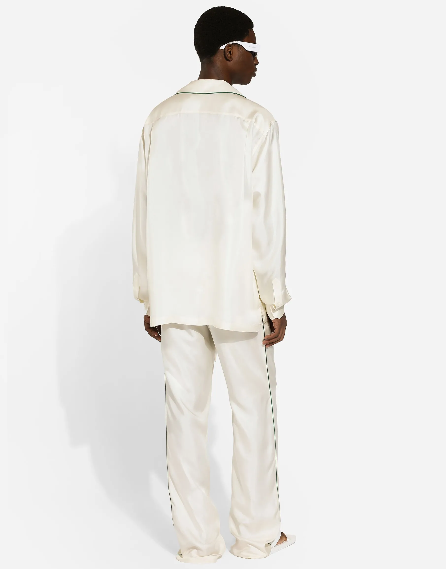 Silk twill shirt with DG embroidery