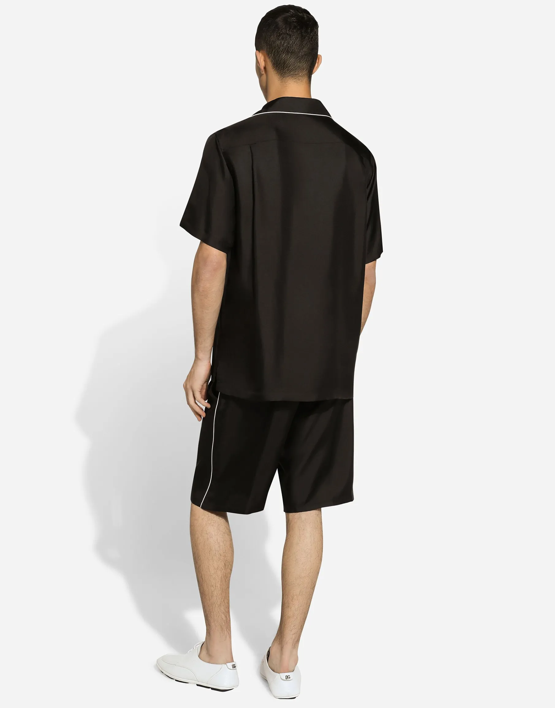 Silk twill shirt with DG embroidery
