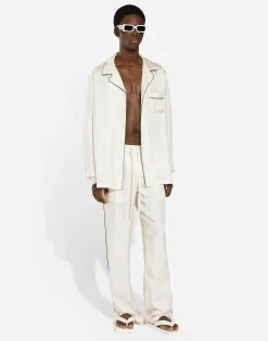 Silk twill shirt with DG embroidery