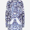 Silk twill shirt with majolica print