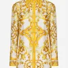 Silk twill shirt with majolica print