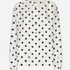 Silk twill shirt with polka-dot print