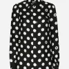 Silk twill shirt with polka-dot print