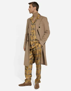 Silk twill shirt with seat print
