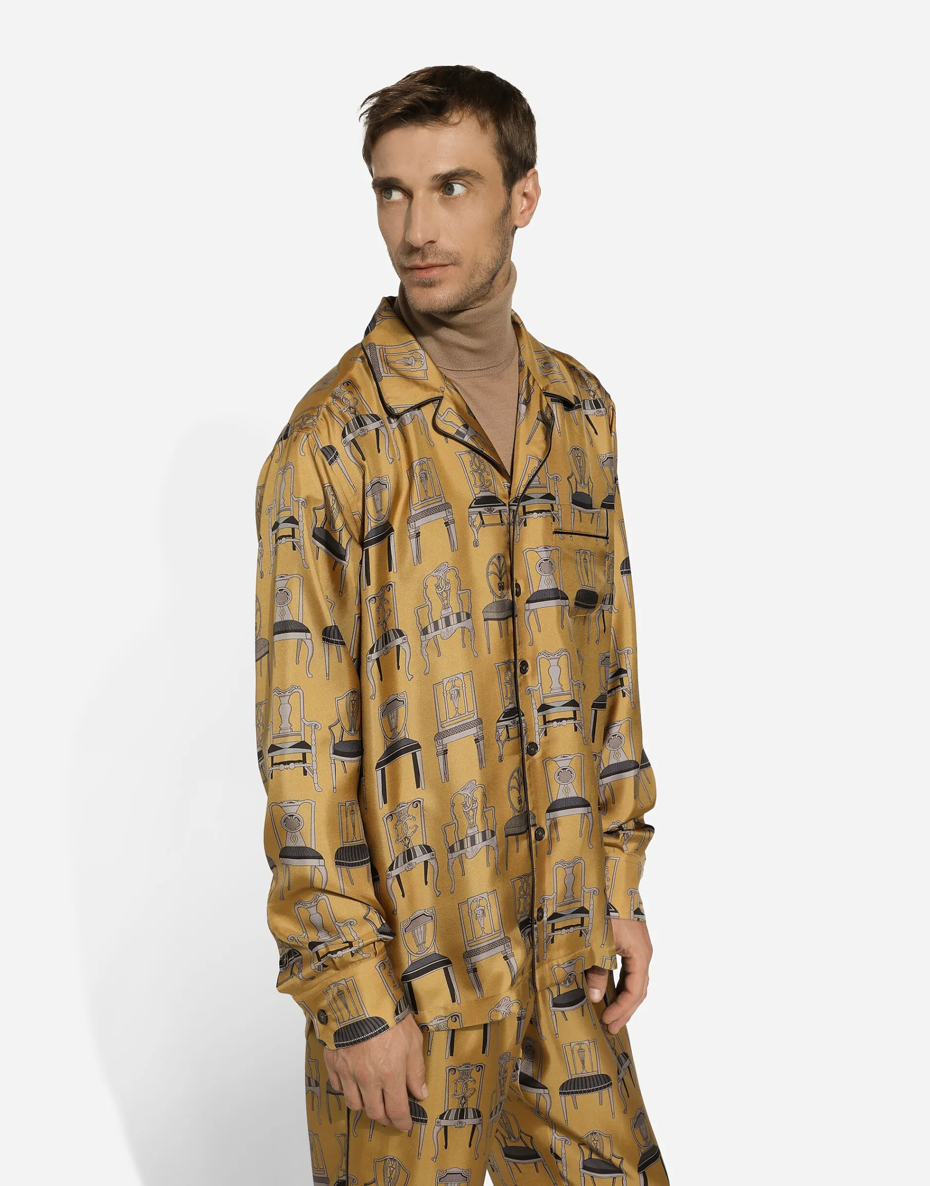Silk twill shirt with seat print