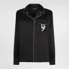 Silk vanity shirt with logo embroidery