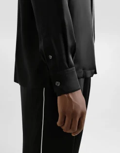 Silk vanity shirt with logo embroidery