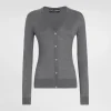 Silk V-neck cardigan with DG logo embroidery