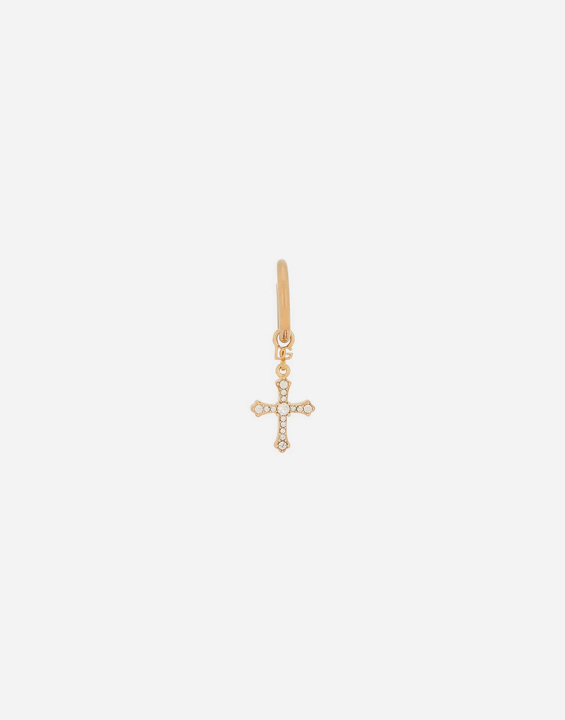 single cross earring with “DNA” rhinestones