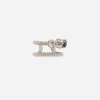 Single earring double earcuff in white gold 18k with colourless topazes and black spinels