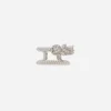 Single earring double earcuff in white gold 18k with diamond pavé