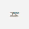 Single earring double earcuff in white gold 18k with Swiss topazes