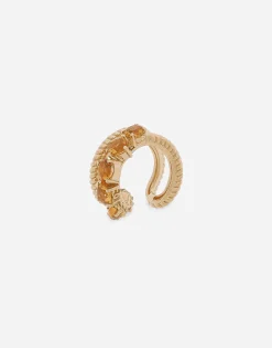 Single earring double earcuff in yellow gold 18k with citrines