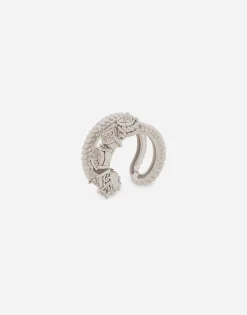 Single earring double earcuff in white gold 18k with diamond pavé