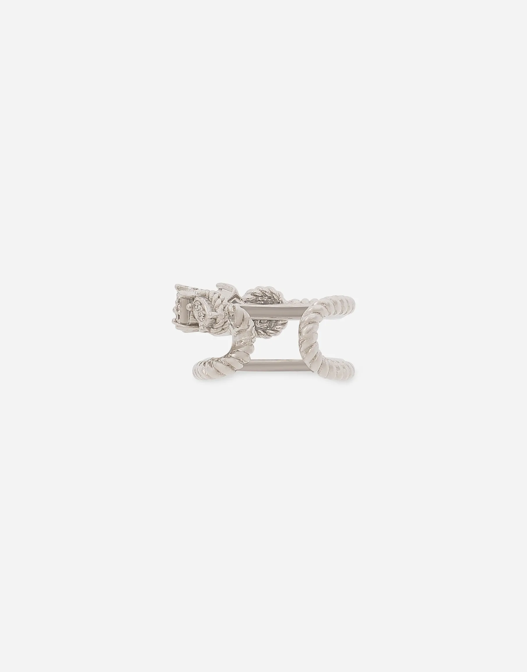 Single earring double earcuff in white gold 18k with diamond pavé