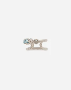 Single earring double earcuff in white gold 18k with Swiss topazes