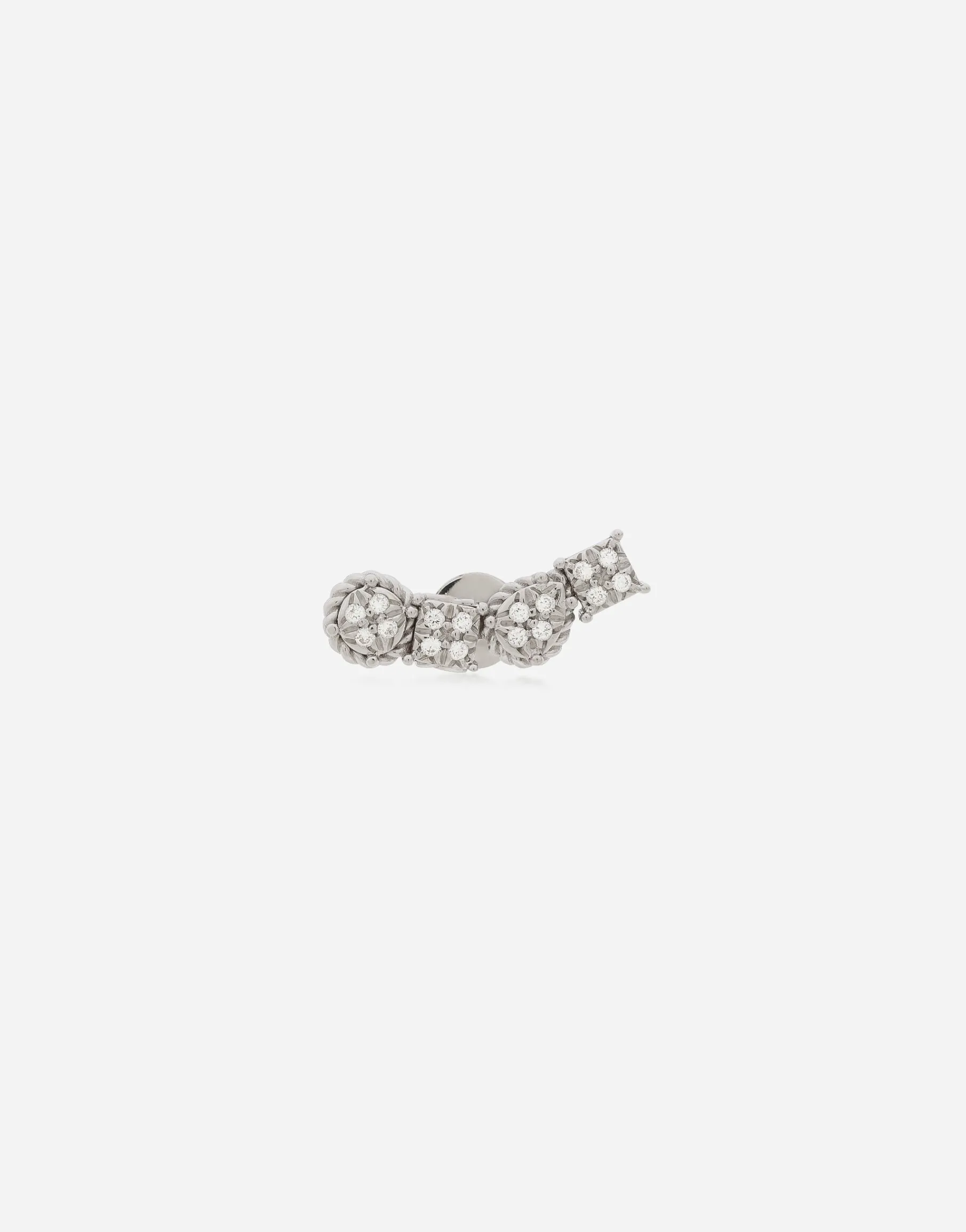 Single earring in white gold 18kt with diamonds pavé
