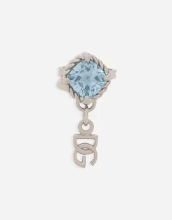 Single earring in white gold 18kt with Swiss topaz