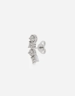 Single earring in white gold 18kt with diamonds pavé