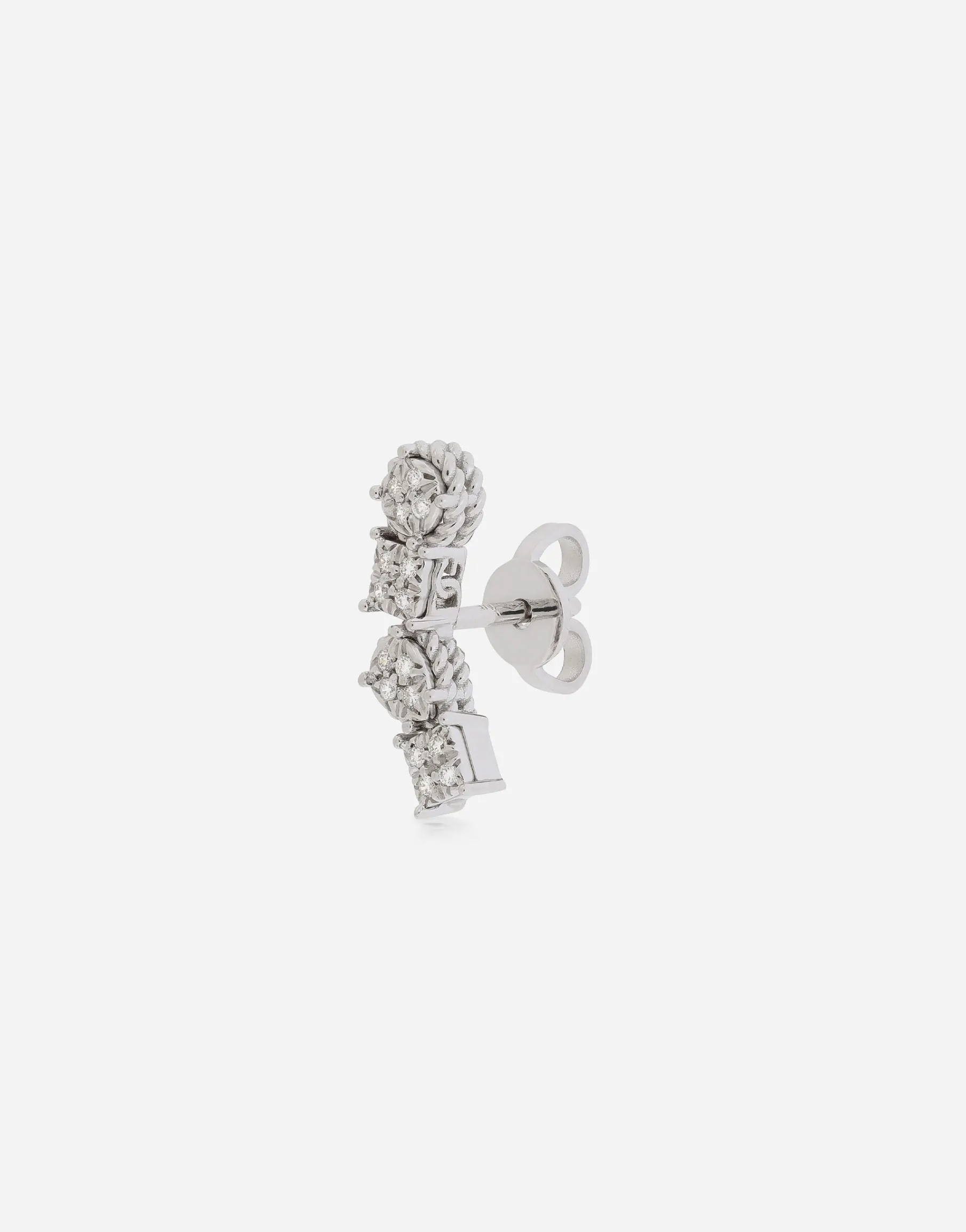 Single earring in white gold 18kt with diamonds pavé