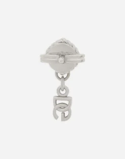 Single earring in white gold 18kt with diamonds pavé