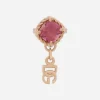 Single earring in yellow gold 18kt with pink toumaline