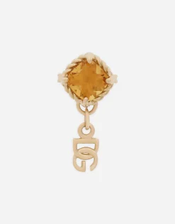 Single earring in yellow gold 18kt with citrines