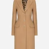 Single-breasted camel wool coat