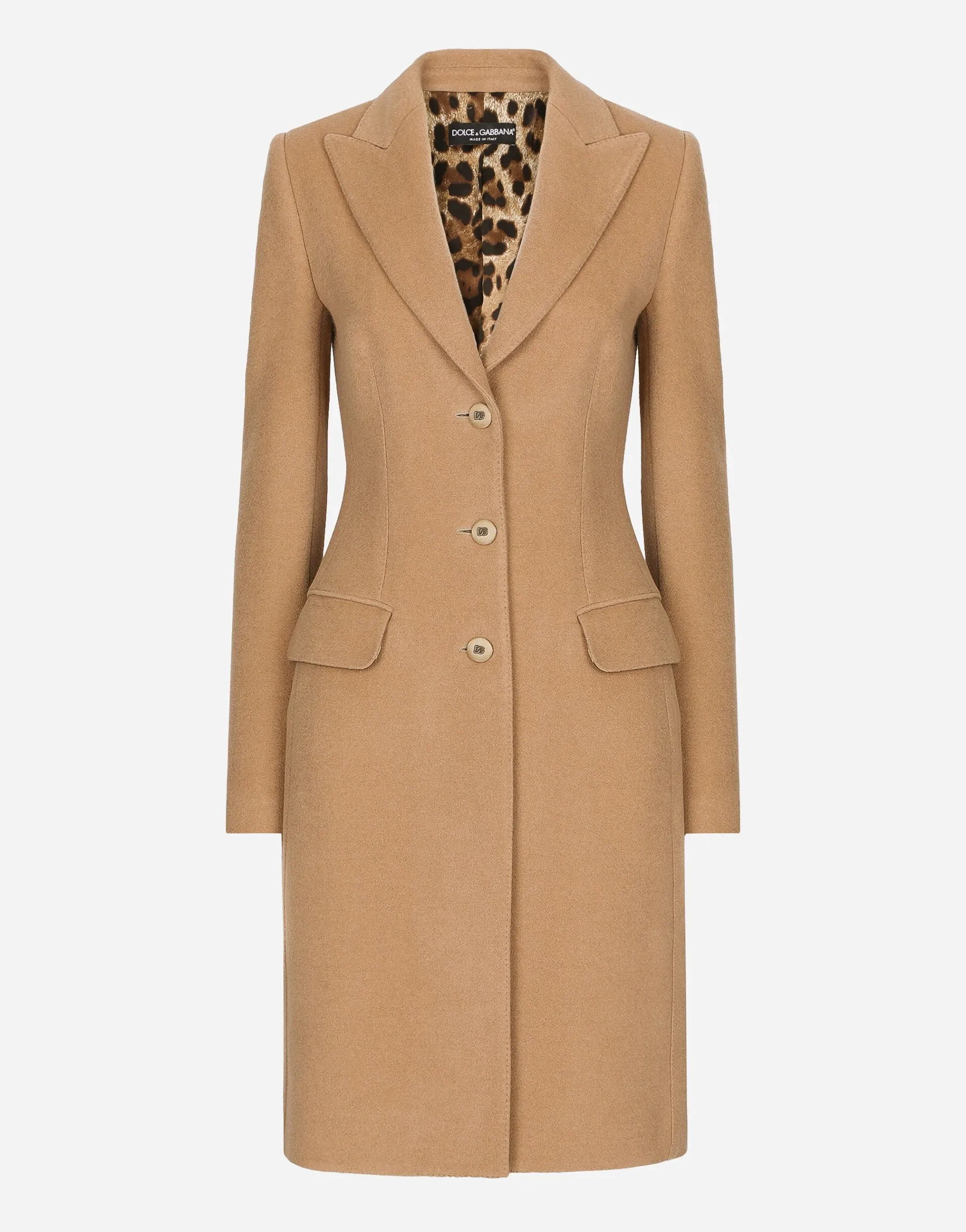 Single-breasted camel wool coat