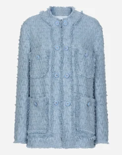 Single-breasted cotton rush-stitch jacket