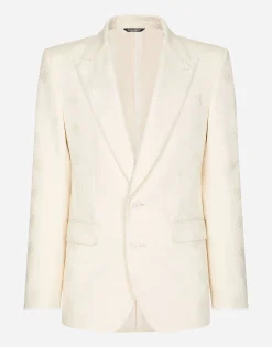 Single-breasted cotton Sicilia-fit jacket with jacquard DG details