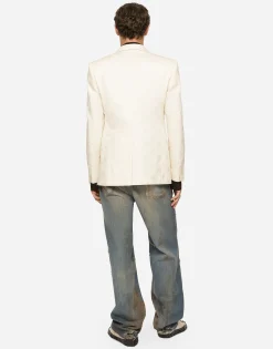 Single-breasted cotton Sicilia-fit jacket with jacquard DG details