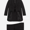 Single-breasted evening suit in stretch woolen fabric