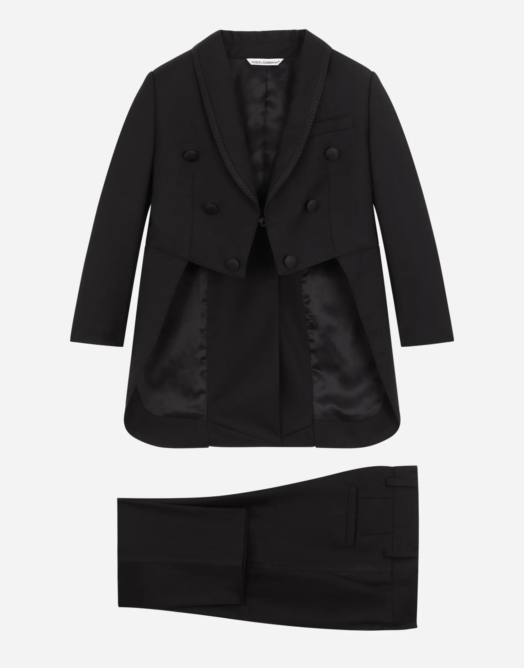 Single-breasted evening suit in stretch woolen fabric